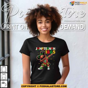 Dabbing Black Girls Queen Melanin Brown Skin Juneteenth Shirt 2