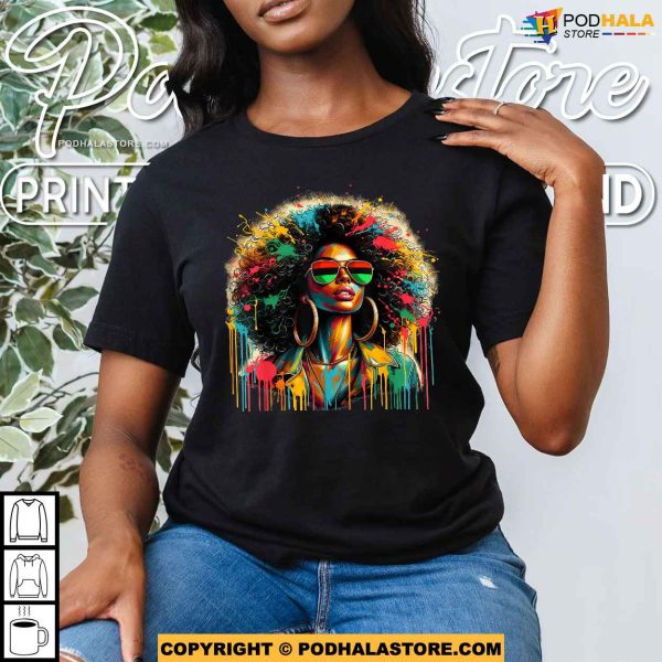 Juneteenth Black Womens Queen Afro African Melanin Dripping Shirt