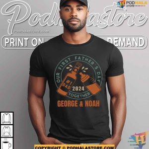 Personalized 1st Fathers Day 2024 Shirt With Dads Name and Baby Name 5