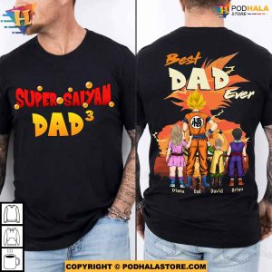 Personalized Best Dad Ever Fathers Day Shirt, Super Saiyan Dad