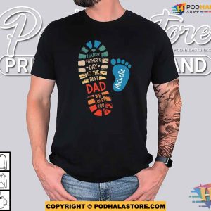 Personalized Dad And Kids Footprints Names Shirt Custom Fathers Day Gifts 5
