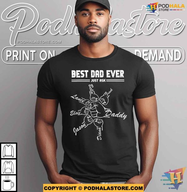 Personalized Dad Fist Bump Shirt With Kids Name, Custom Gifts For Dad