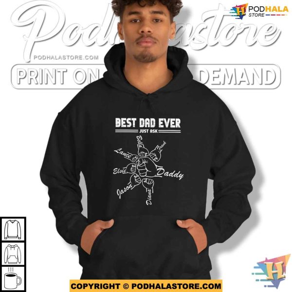 Personalized Dad Fist Bump Shirt With Kids Name, Custom Gifts For Dad