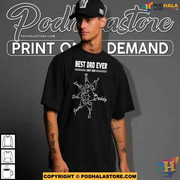 Personalized Dad Fist Bump Shirt With Kids Name, Custom Gifts For Dad