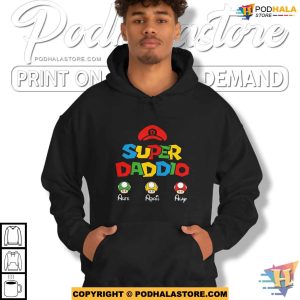 Personalized Kids Name Super Daddio Shirt For Gamer Custom Fathers Day Gifts 2