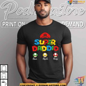 Personalized Kids Name Super Daddio Shirt For Gamer Custom Fathers Day Gifts 3