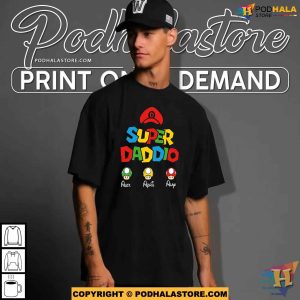 Personalized Kids Name Super Daddio Shirt For Gamer Custom Fathers Day Gifts 4