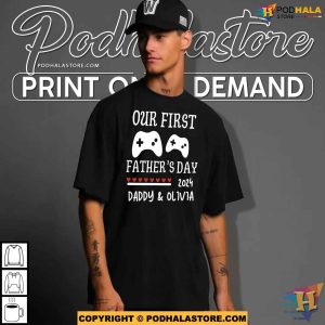 Personalized Our First Fathers Day Shirt For Gamer, New Dad Gift