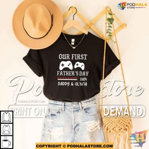 Personalized Our First Fathers Day Shirt For Gamer New Dad Gift 2