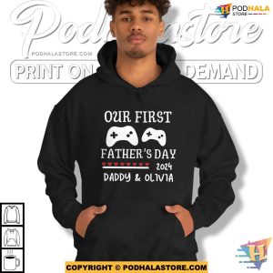 Personalized Our First Fathers Day Shirt For Gamer New Dad Gift 3
