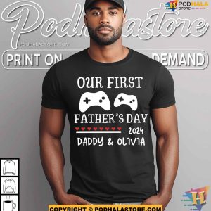 Personalized Our First Fathers Day Shirt For Gamer New Dad Gift 4