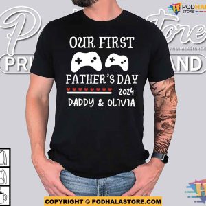 Personalized Our First Fathers Day Shirt For Gamer New Dad Gift 5