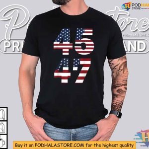45 47 Trump Mens Vintage American Flag Trump 2024 Shirt