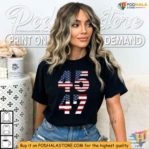 45 47 Trump Mens Vintage American Flag Trump 2024 Shirt 2