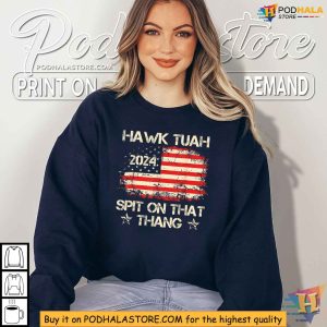 American Flag Hawk Tuah 2024 Shirt Spit On That Thang Patriotic Tee 3