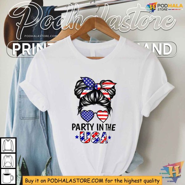 American Flag Party In The USA Patriotic Kids Teen Girl 4th Of July Shirt