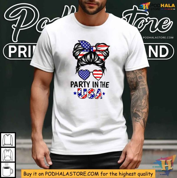 American Flag Party In The USA Patriotic Kids Teen Girl 4th Of July Shirt