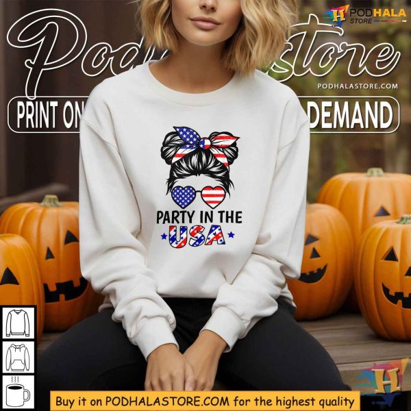 American Flag Party In The USA Patriotic Kids Teen Girl 4th Of July Shirt