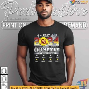 Celebrate 4 Peat 2024 Softball Champs with Oklahoma Sooners Champion Shirt 2