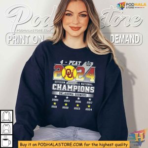 Celebrate 4 Peat 2024 Softball Champs with Oklahoma Sooners Champion Shirt 3