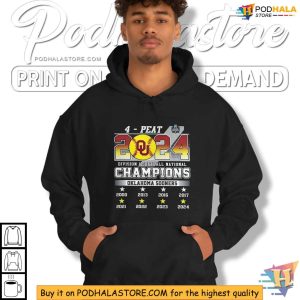 Celebrate 4 Peat 2024 Softball Champs with Oklahoma Sooners Champion Shirt 4