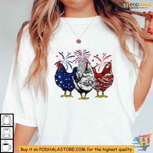 Chicken USA Flag Patriotic Chicken Lover 4th Of July Shirt