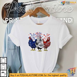 Chicken USA Flag Patriotic Chicken Lover 4th Of July Shirt 4