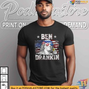Funny Ben Drankin USA Flag Men Drinking Beer 4th Of July Shirt 4