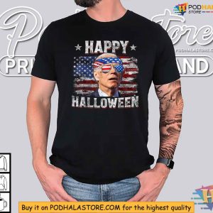 Funny Joe Biden Happy Halloween American US Flag 4th Of July Shirt 2
