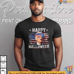 Funny Joe Biden Happy Halloween American US Flag 4th Of July Shirt 4