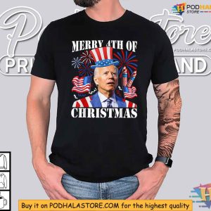 Funny Joe Biden Merry 4th Of Christmas Firework 4th Of July Shirt 2
