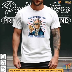 George Washington Funny Hot Dog Just Here For The Wieners 4th Of July Shirt 2