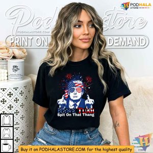 Hawk Tuah Spit On That Thang Trump Shirt Fourth of July Humor Tee 4