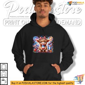 Highland Cow Popsicle Firework USA American 4th Of July Shirt