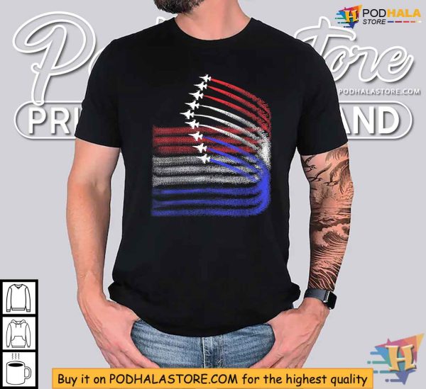 Jet American flag Patriotic USA for men boys 4th Of July Shirt