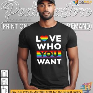 LGBTQ Pride Shirt Love Who You Want Rainbow Heart Design 4