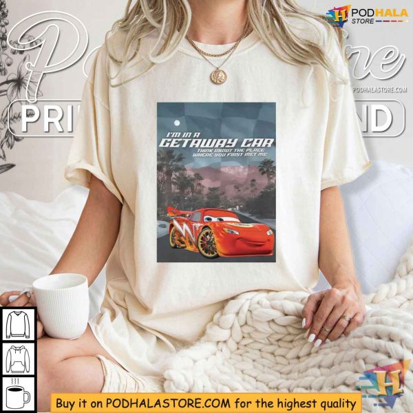 Lightning McQueen Getaway Car Shirt, Nostalgic Cars Movie Merchandise