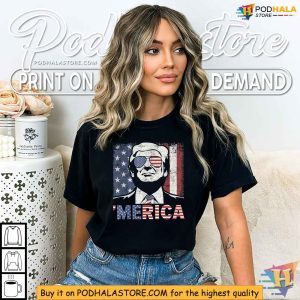 MERICA TRUMP American Flag 4th Of July Shirt