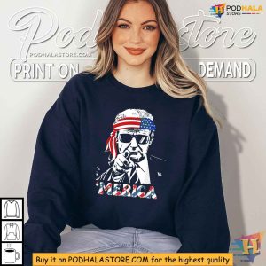 MERICA TRUMP Happy Trump American Flag 4th Of July Shirt 2