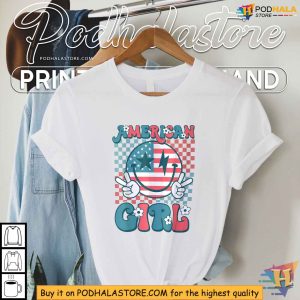 Retro Groovy Fourth Smile American Girl 4th Of July Shirt 2