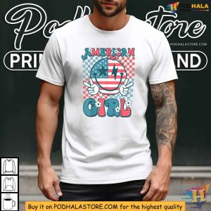 Retro Groovy Fourth Smile American Girl 4th Of July Shirt 3