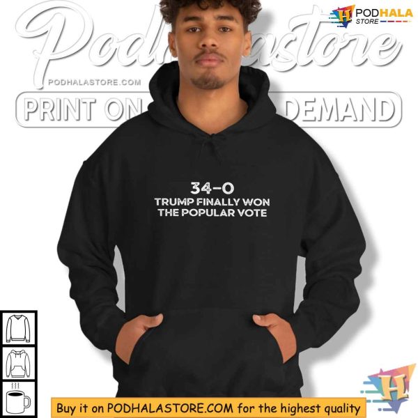 Trump Popular Vote 34-0 Shirt, Satirical Political Humor Apparel