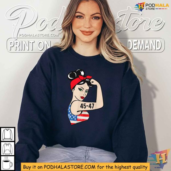 Patriotic Trump 2024 Shirt, Womens 45-47 Election Support Tee