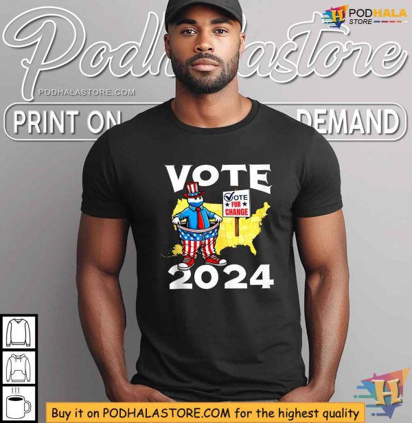 Patriotic Vote for Change 2024 Shirt, Funny Election Statement Tee