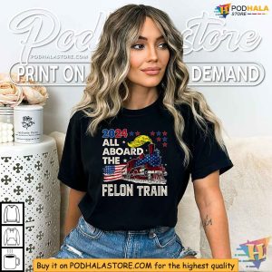Trump 2024 Felon Train Shirt Patriotic USA Flag Design 2