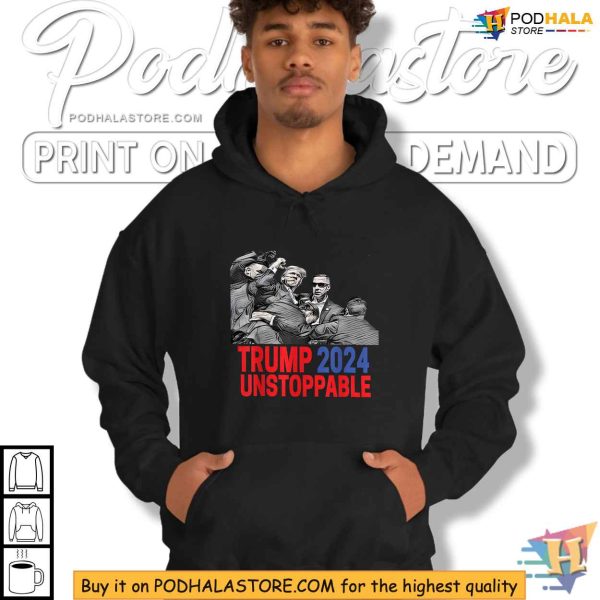 Trump Shooting TShirt, Unstoppable 2024 Campaign, Rally Incident Design