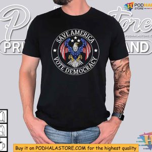 Vote Blue Save Democracy Shirt, Election 2024 Patriotic Design