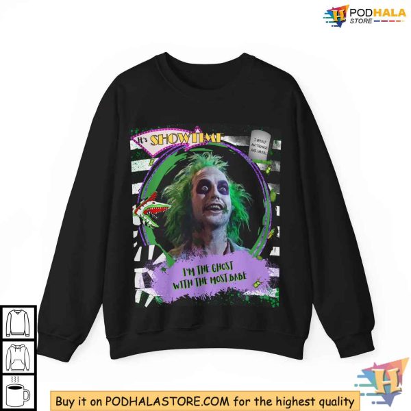 Beetlejuice Sweatshirt, Gothic Tim Burton Fan Apparel, Halloween Graphic Pullover