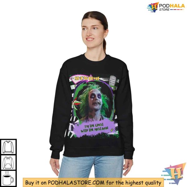 Beetlejuice Sweatshirt, Gothic Tim Burton Fan Apparel, Halloween Graphic Pullover