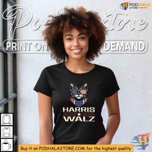 Democratic 2024 Harris Walz T shirt American Flag Cat Election Apparel 4
